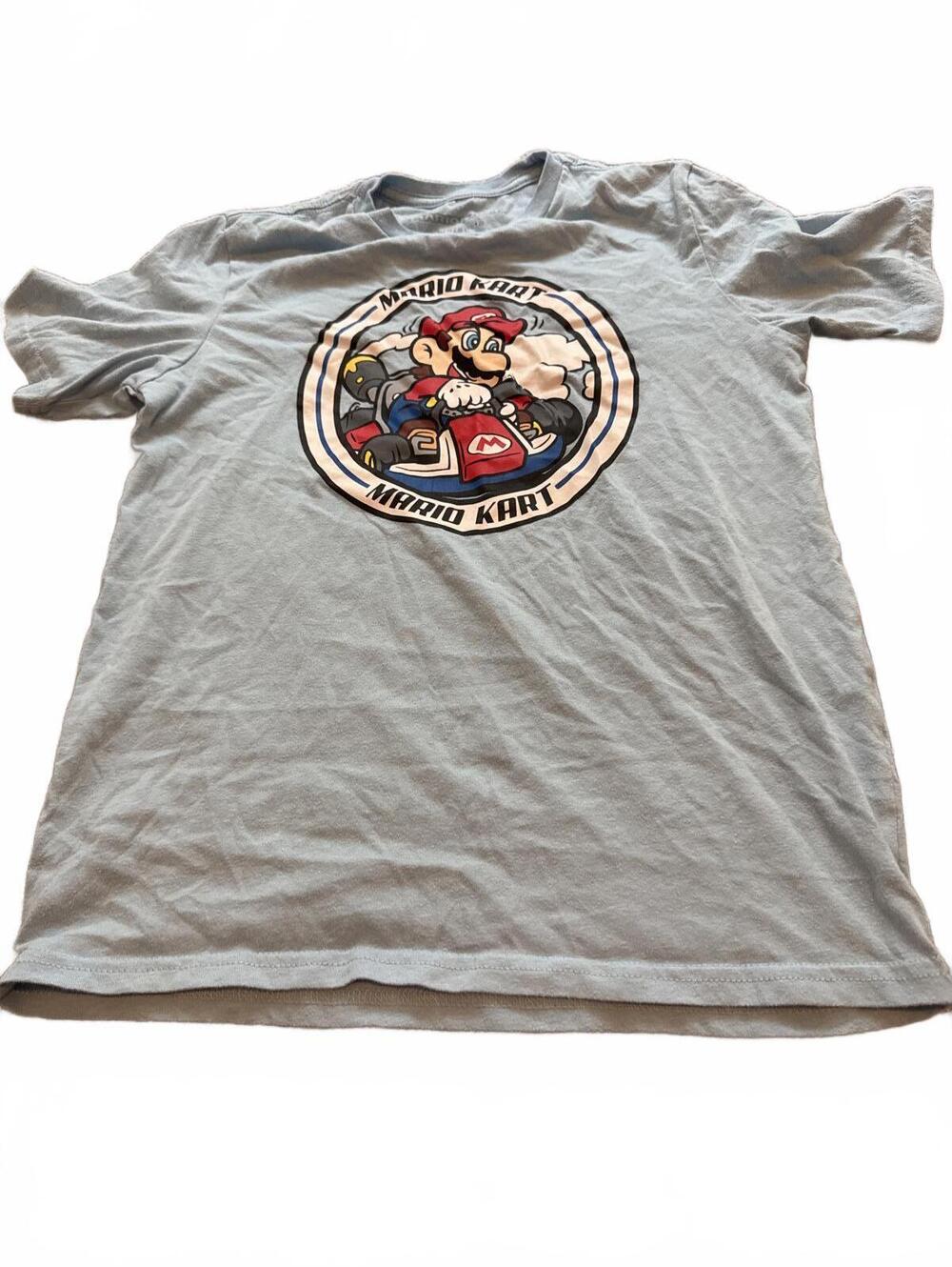 Mario Kart Boys Kids Large Light Blue Graphic Tee Light Fit